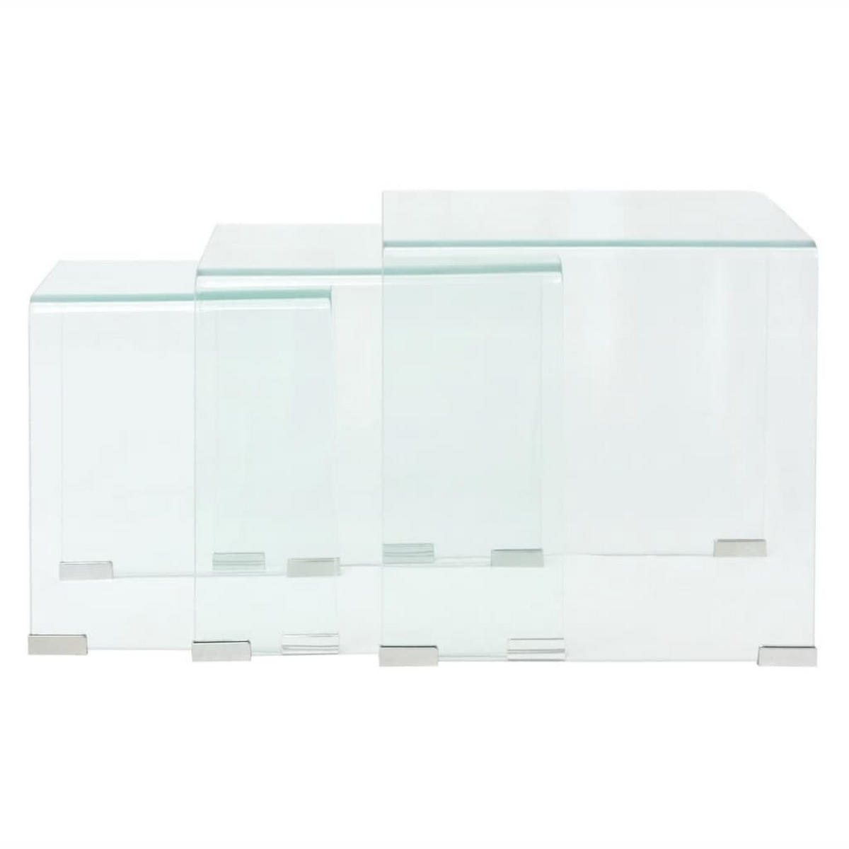 COUCHTISCHSET 30-42/30-42/36-41,5 cm 3-tlg. aus Gehärtetem Glas Transparent U-Form - Transparent, Glas (42/42/41.5cm) - vidaXL