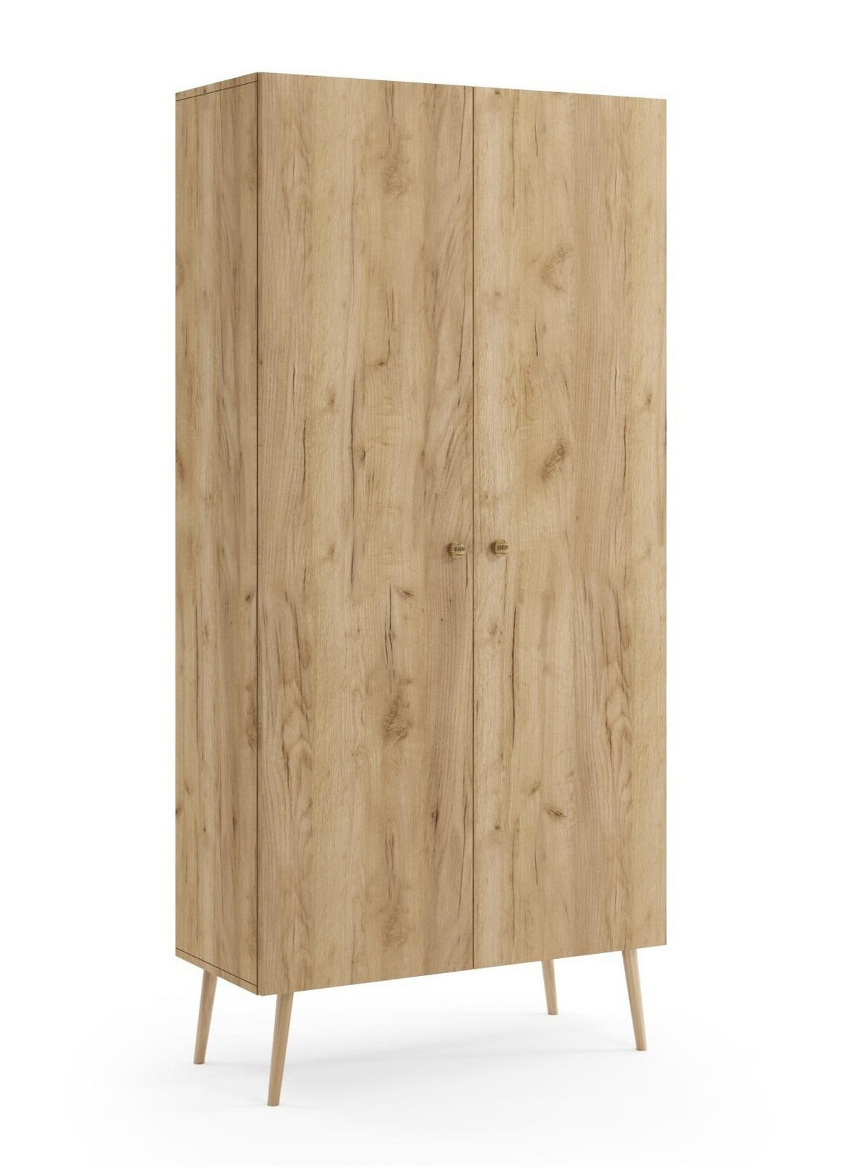 SCHRANK Gold Dąb Craft Boho Tief Holzbeine 5 Regale - Beige, Holzwerkstoff (87/212/41cm) - Sepro Meble