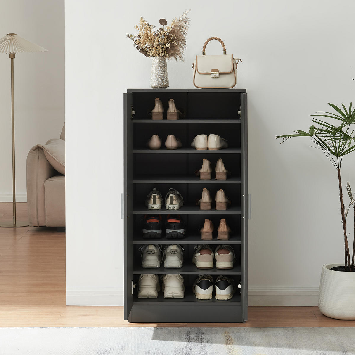SCHUHSCHRANK Notribontaa - Anthrazit, Holzwerkstoff (55/108/35cm)