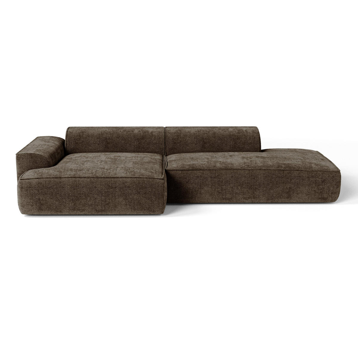 ECKSOFA (links) HANA Strick-Samt Espressobraun 300cm - Dunkelbraun/Braun, Textil (300/155cm) - Premium Interiors