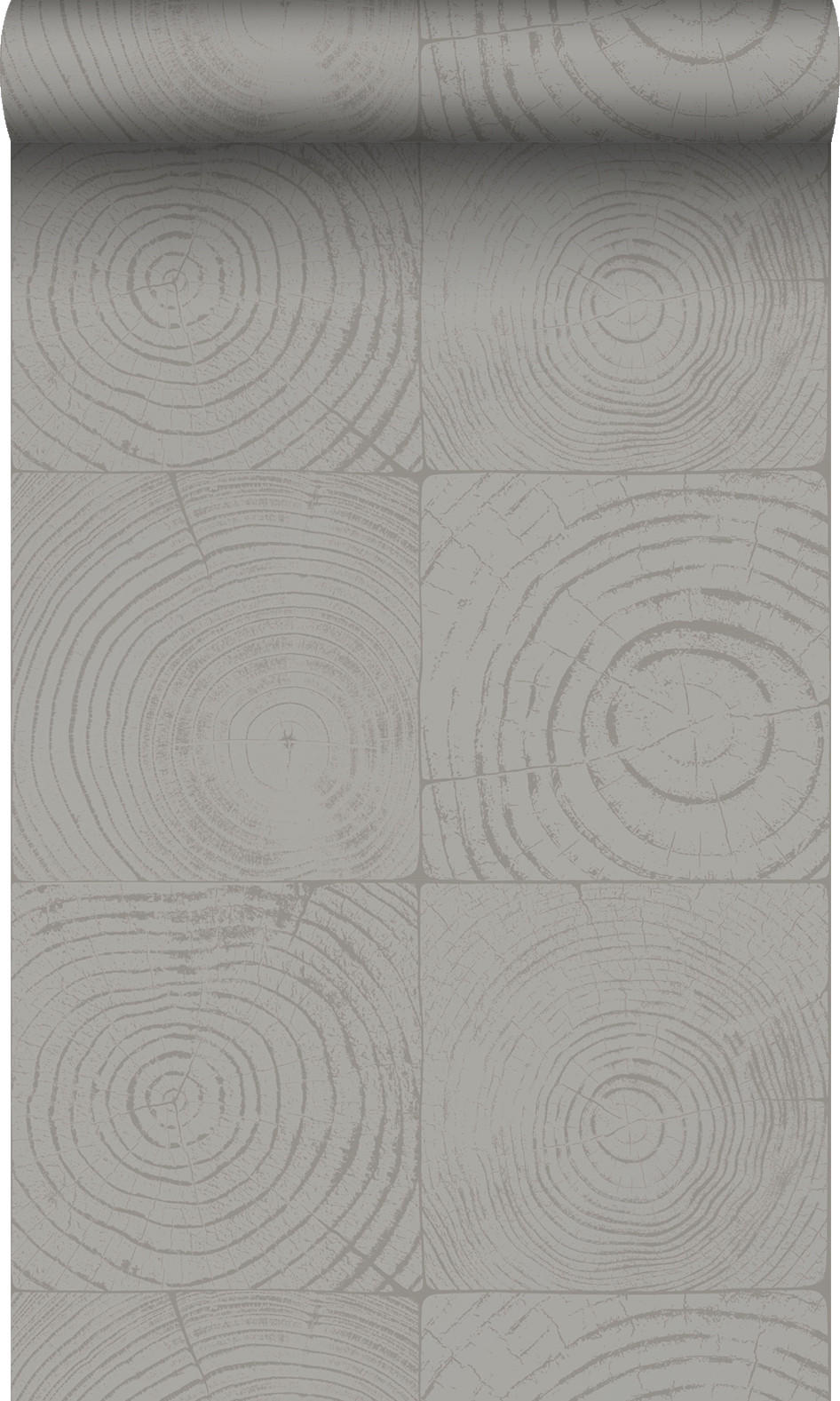 TAPETE Querschnitte von Baumstämmen 53 cm x 10.05 m - Grau, Papier (53/1000cm) - Origin Wallcoverings