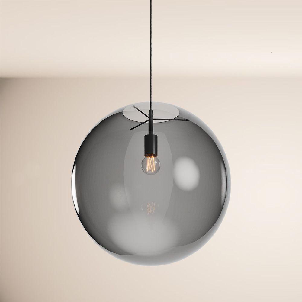 GALERIELEUCHTE Orb 5m Abhängung Rauch/Schwarz Ø 50cm - Anthrazit/Schwarz, Glas (50/50/50cm) - s.luce