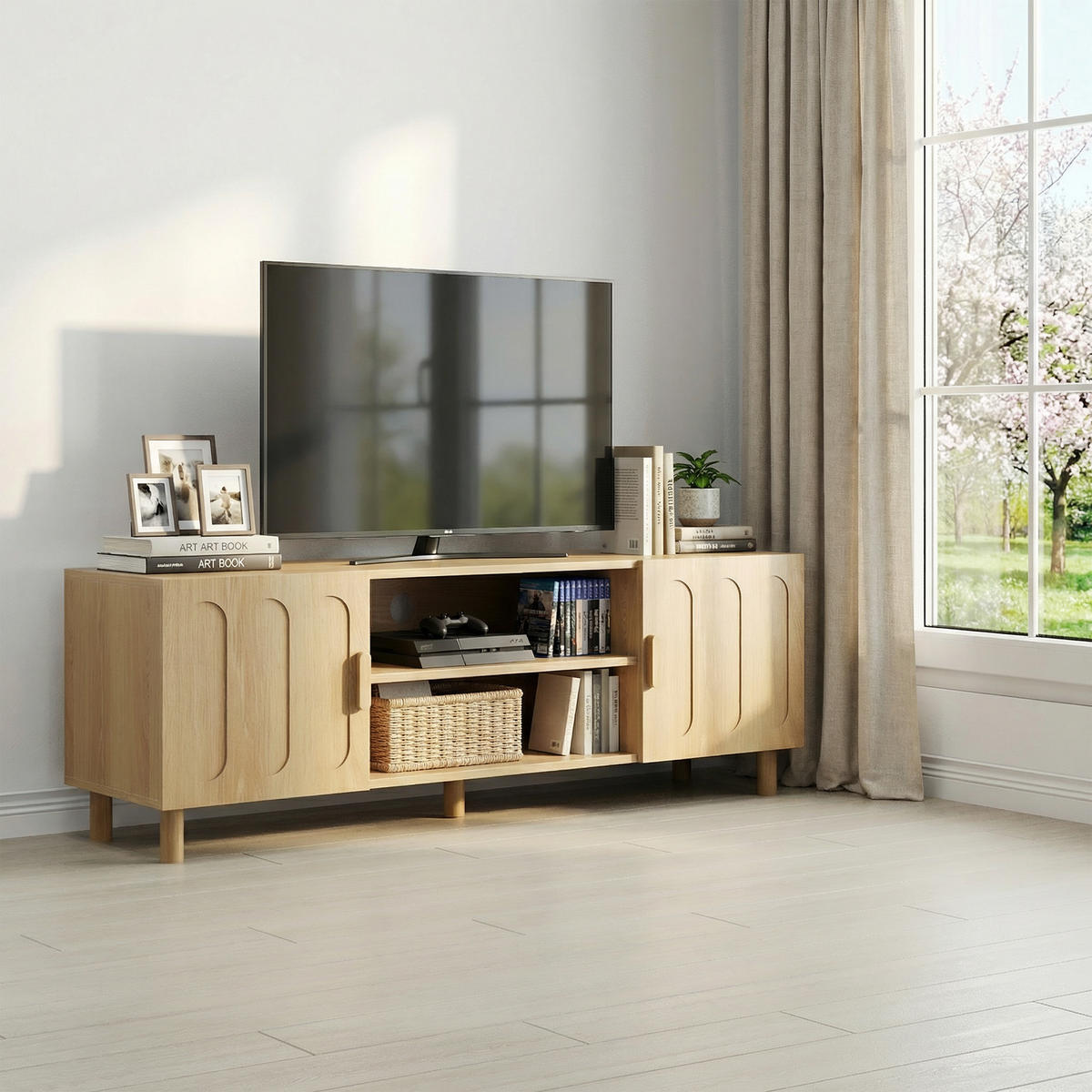 TV-ELEMENT 140/40/48 cm Eiche mit Stauraum - Alteiche, Holz (140/46/40cm) - Oxeza