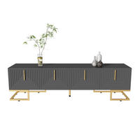 TV-SCHRANK Lowboard Goldene Griffe Füße 70-79 Zoll Schwarz Grau - Grau, Holz (49/13.5/99.5cm) - FLIEKS