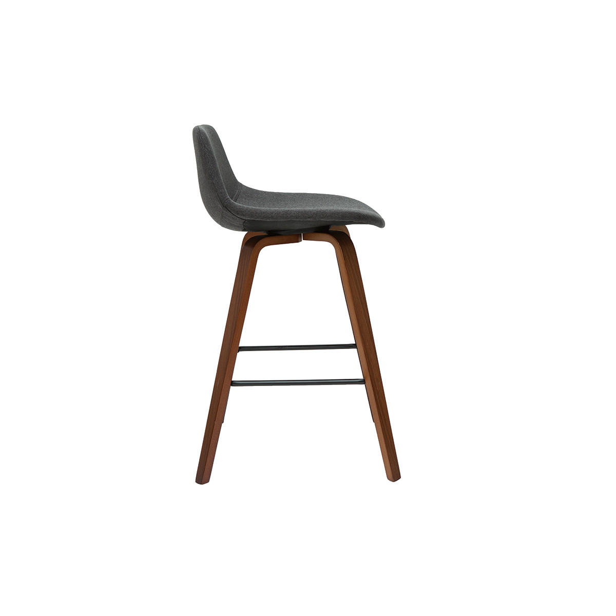 BARHOCKER Dunkelgrau Holz H65 cm 2er-Set NONIE - Anthrazit, Textil (50/85.5/49cm) - Miliboo