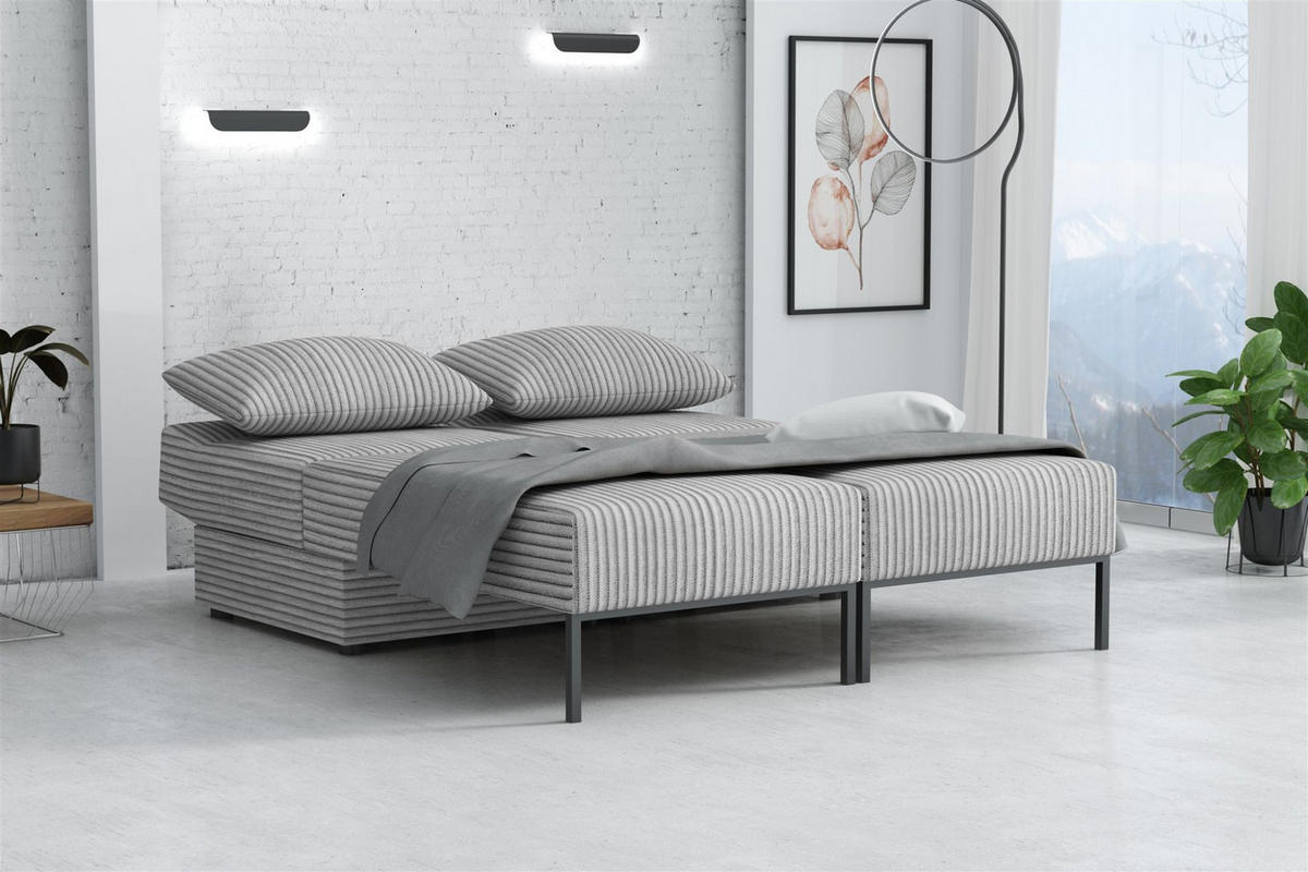 SCHLAFSOFA Gorka - Hellgrau, Holzwerkstoff/Textil (240/87/103cm) - Fun Möbel
