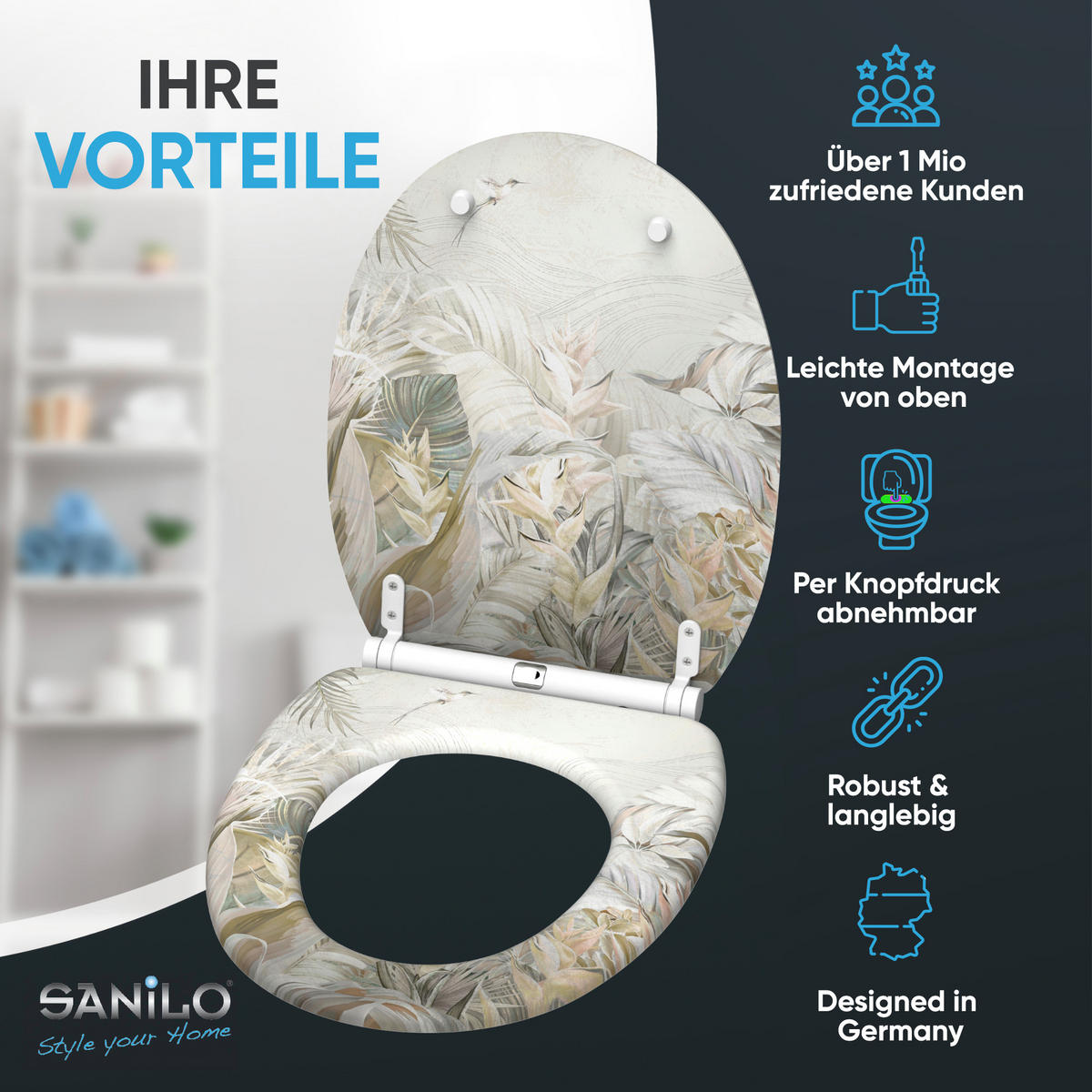 WC-SITZ mit Absenkautomatik & Top Fix Hortus - Weiß, Holzwerkstoff (37.7/5.5/48cm) - Sanilo