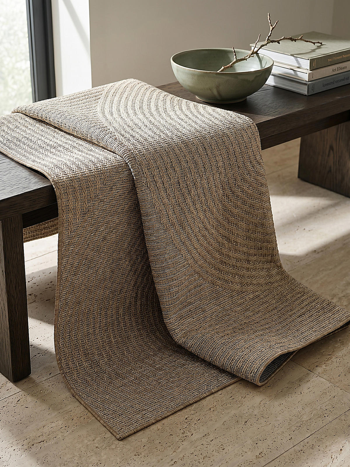 FLACHWEBTEPPICH Geometrisch BORNO Polypropylen Beige 240 x 340 cm - Beige, Textil (240/340cm) - KADIMA DESIGN