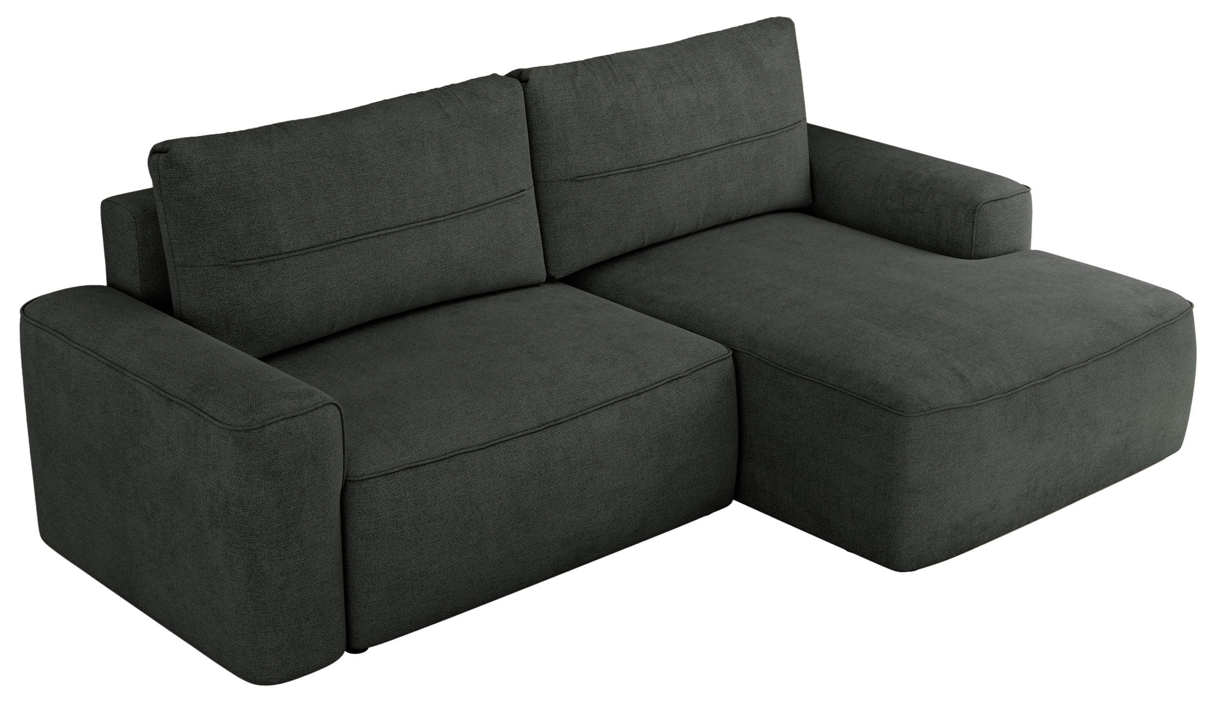 ECKSOFA BELLUNO L Dunkelgrau Strukture - Rechts - Dunkelgrau/Schwarz, Textil (233/144cm) - MKS