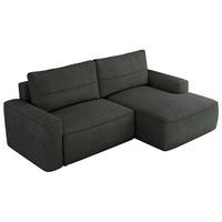 ECKSOFA BELLUNO L Dunkelgrau Strukture - Rechts - Dunkelgrau/Schwarz, Textil (233/144cm) - MKS