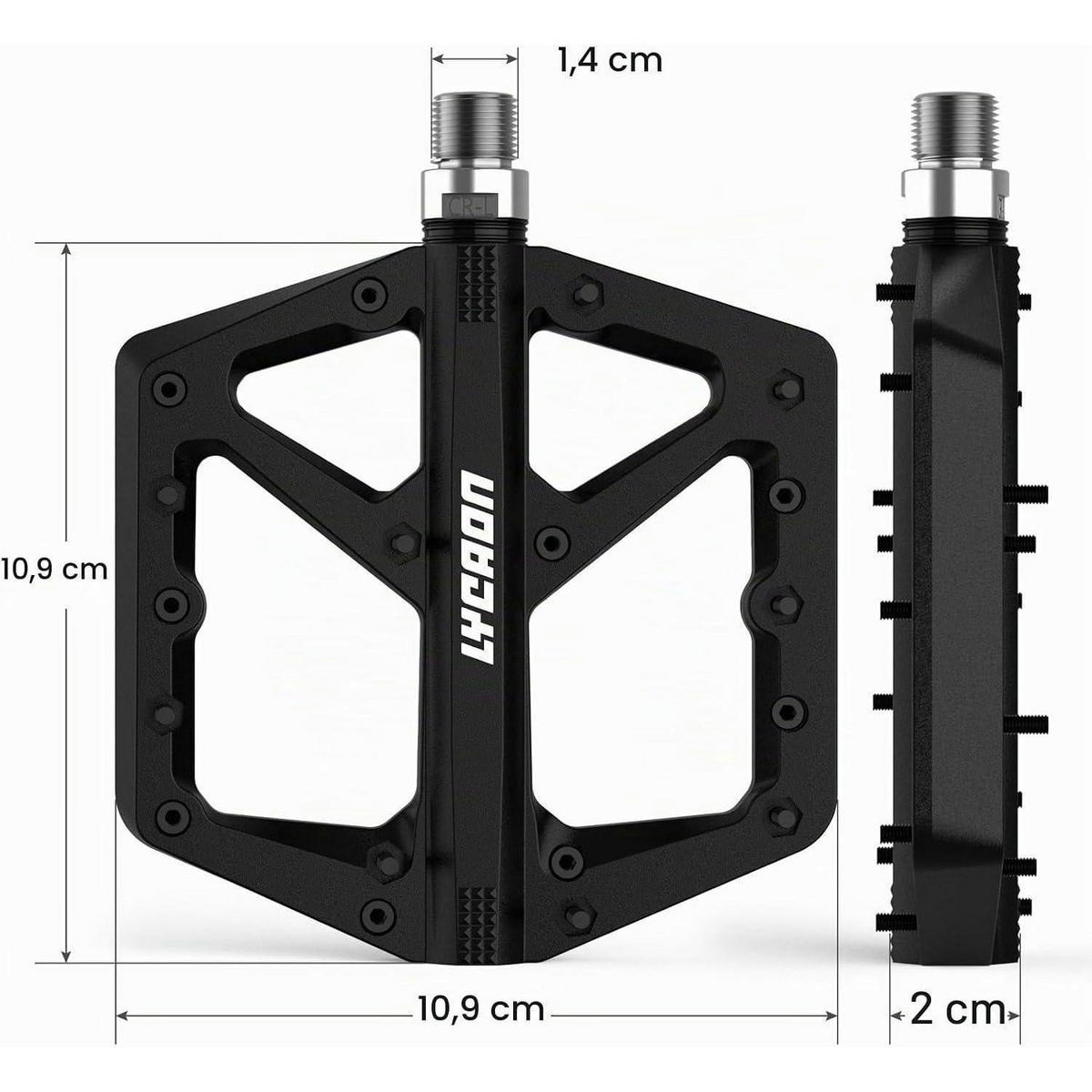FAHRRADPEDALE Schwarz Rutschfest CR-MO Spindel 9/16 Zoll - Schwarz, Metall (10.9/2/10.9cm)