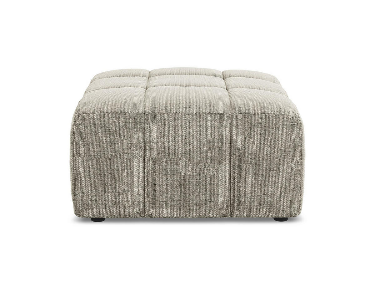 POUF Bouclé Stoff Grau - Taupe/Schwarz, Holzwerkstoff/Kunststoff (75/41/90cm) - Makamii