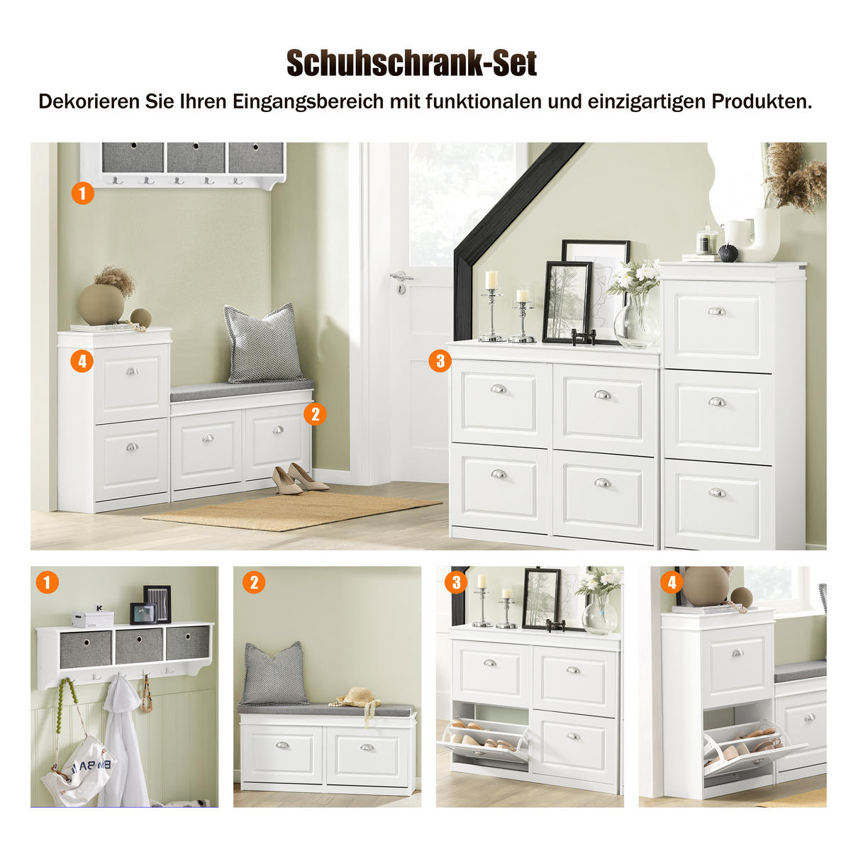 SCHUHSCHRANK Weiß - Weiß, Holzwerkstoff (105/82/24cm) - SoBuy