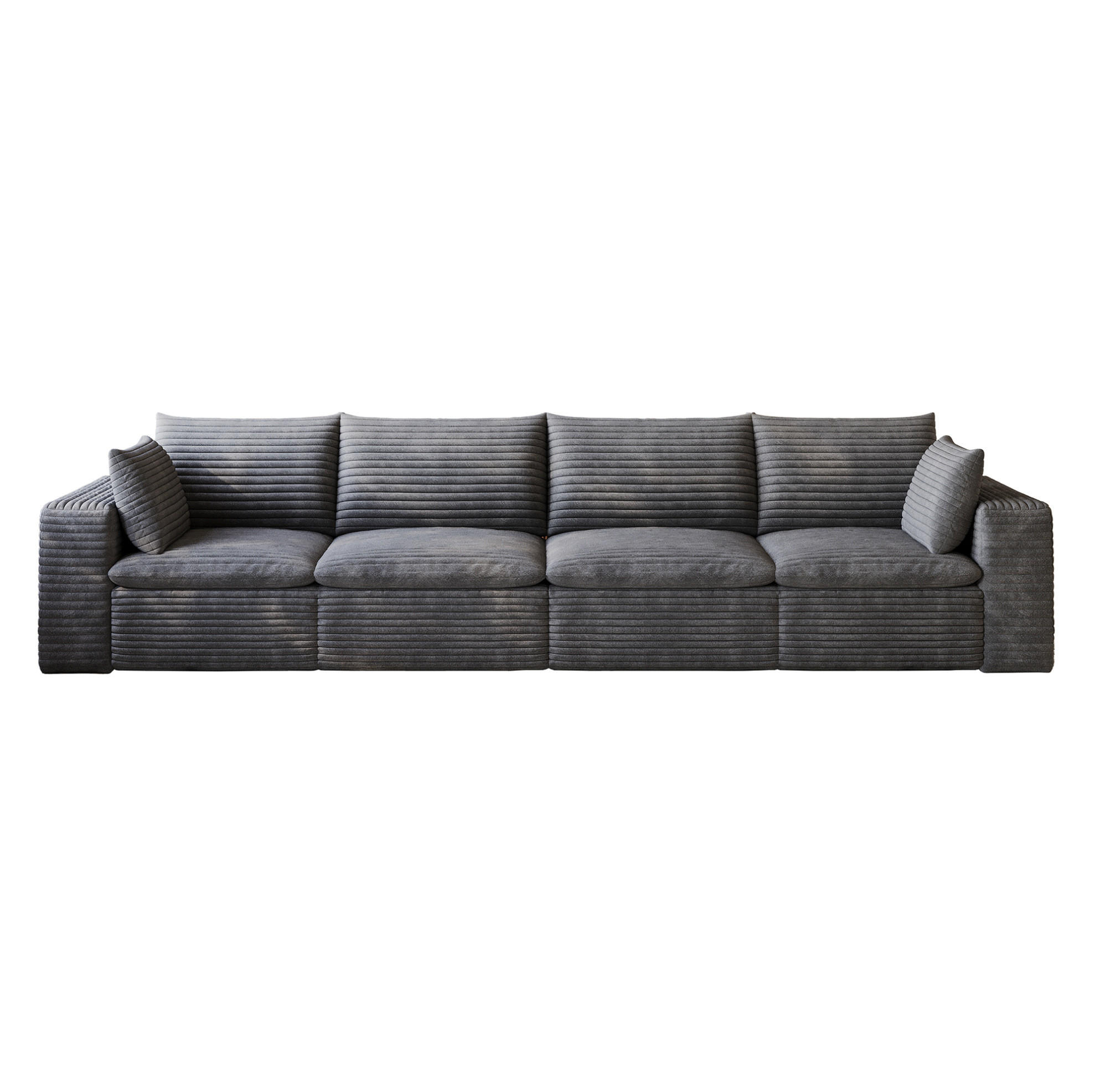 4-SITZER-SOFA aus Stoff Dunkelgrau mit abnehmbarer Polsterung und Schaumstoffkern - Dunkelgrau, Textil (340/60/90cm) - Modfu