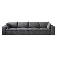 4-SITZER-SOFA aus Stoff Dunkelgrau mit abnehmbarer Polsterung und Schaumstoffkern - Dunkelgrau, Textil (340/60/90cm) - Modfu