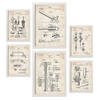 POSTER Set Mit 6 Plakaten Mit Bauwerkzeuge 2 Patenten Im Vintage Stil A3 & A4 Weißer Rahmen - Weiß, Papier (29/3cm) - Nacnic