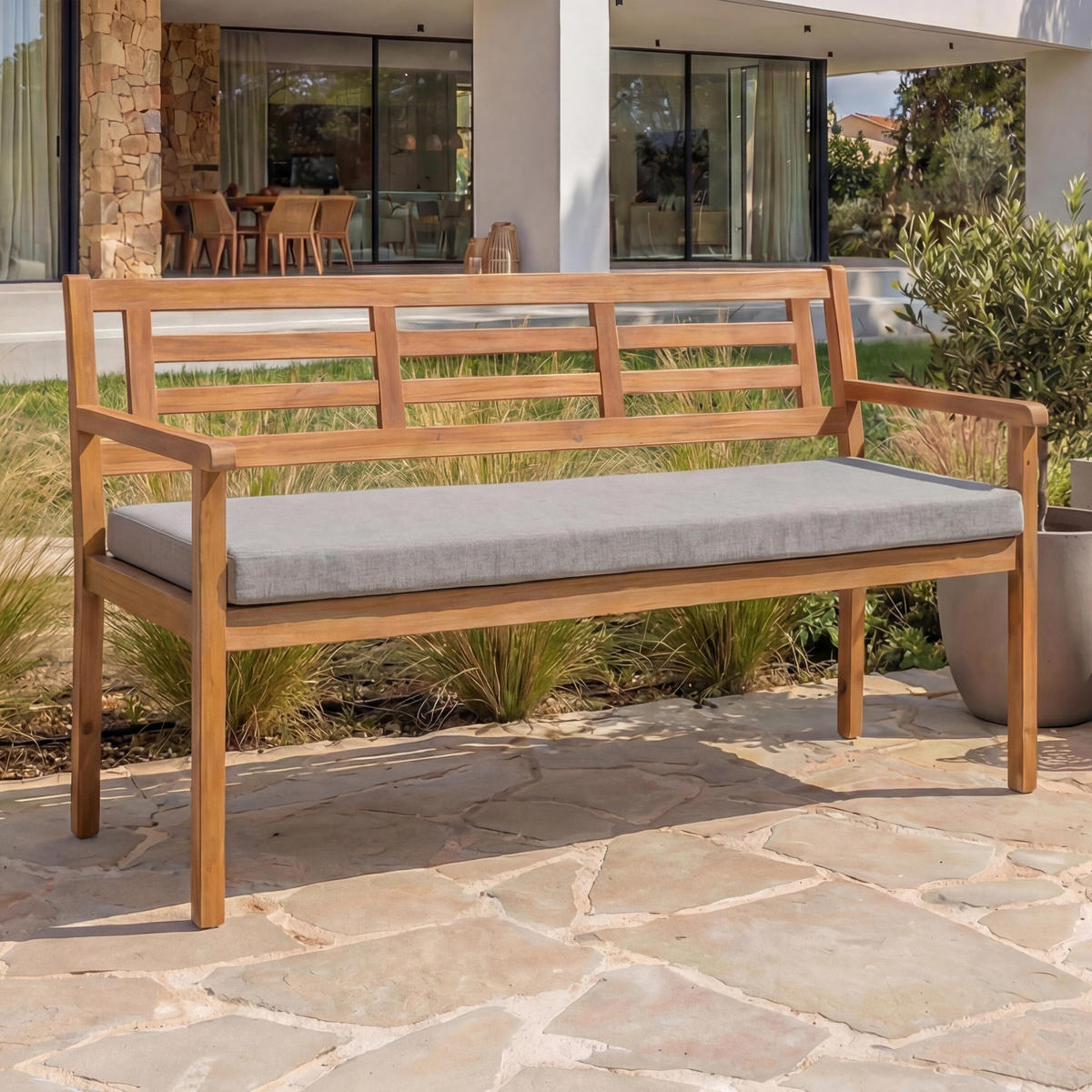 GARTENBANK Grau - Grau, Holz (145/82/59cm) - MCW