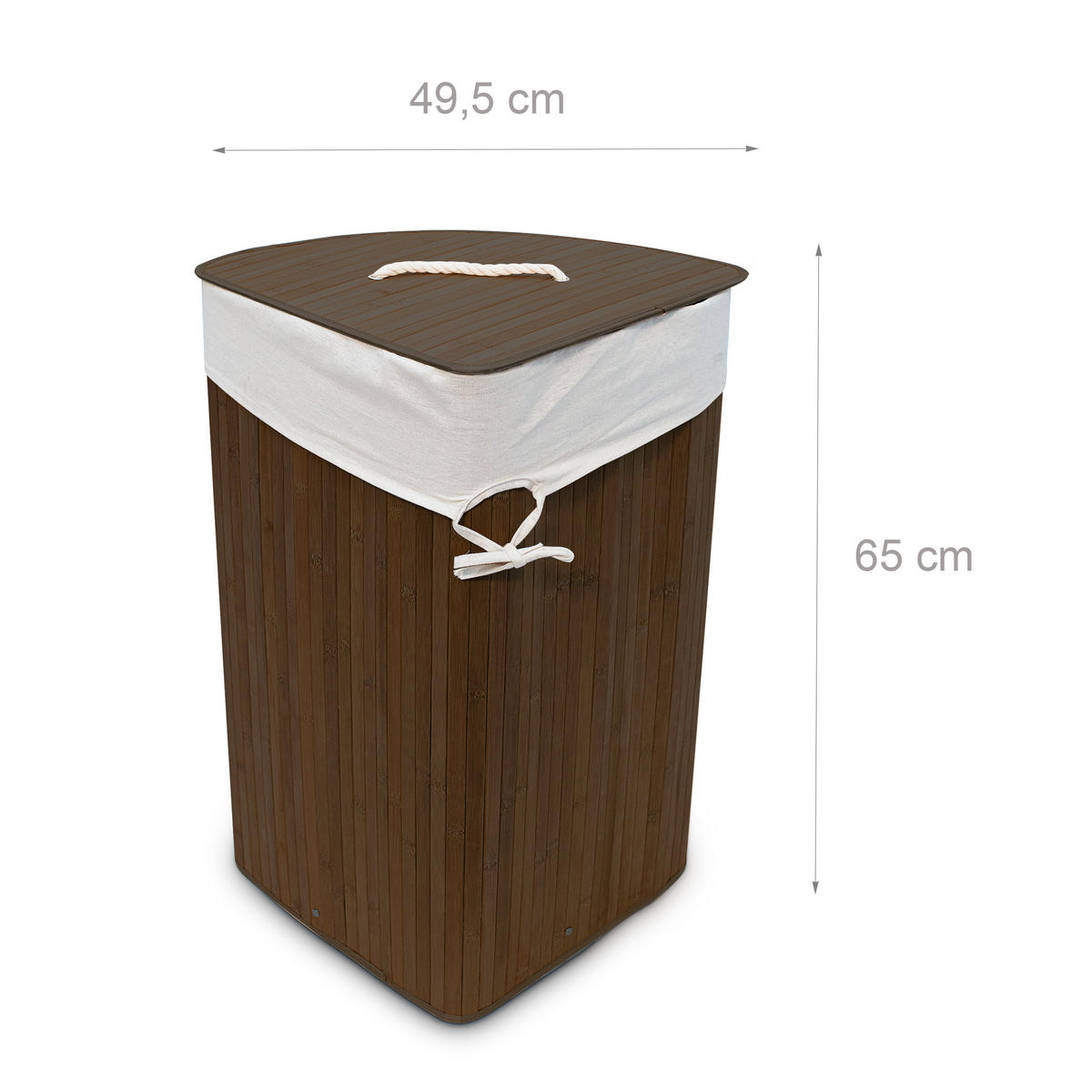 ECKWÄSCHEKORB - Braun, Holz/Textil (49.5/65/37cm) - Relaxdays