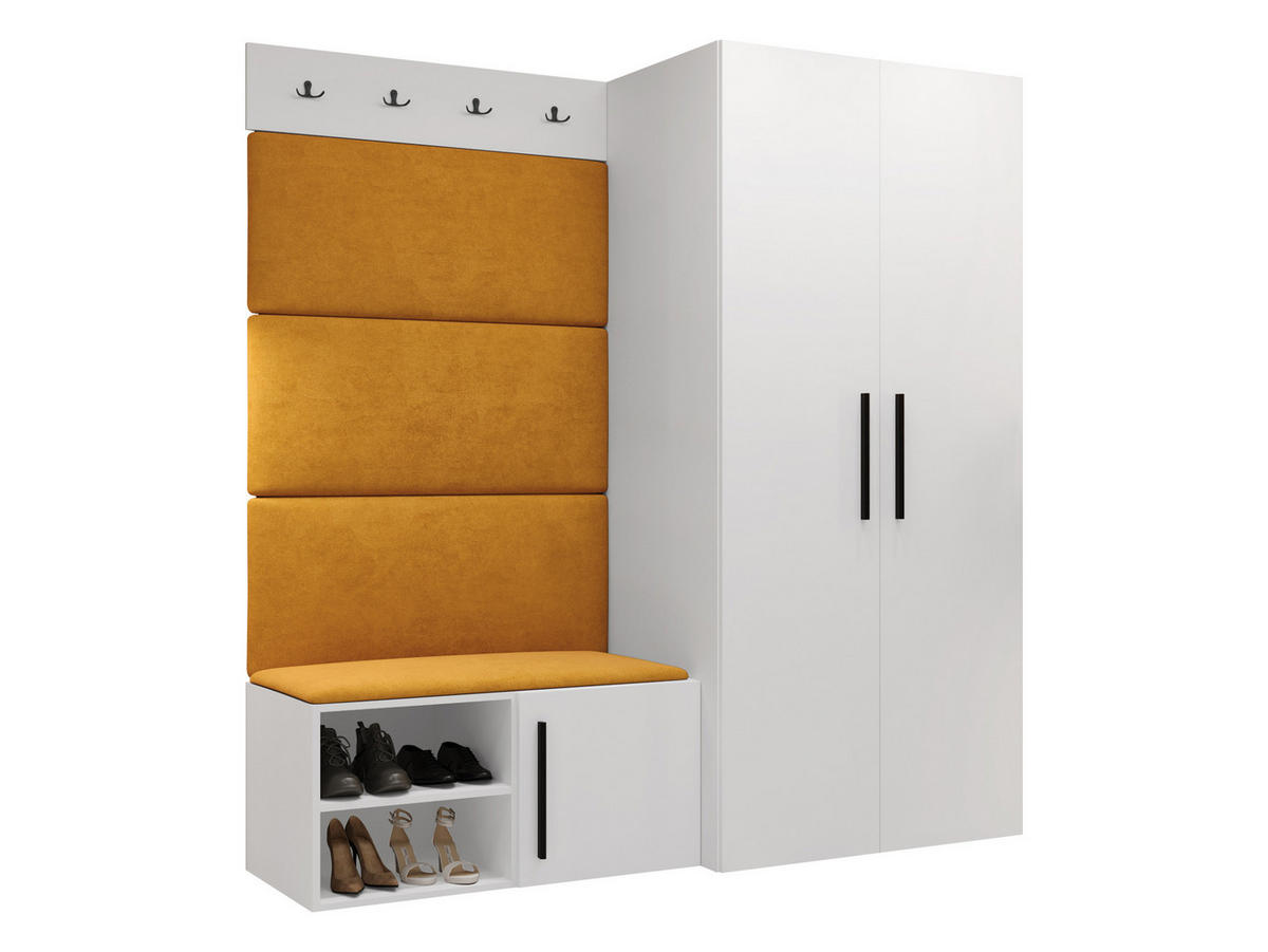 GARDEROBEN-SET Medi I - Schwarz/Orange, Holzwerkstoff/Kunststoff (80/191/50cm) - MIRJAN24