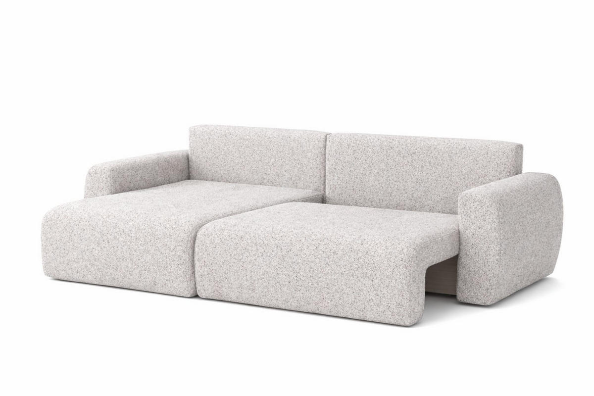 ECKSOFA Mit Schlaffunktion, Ariel XL, Chenille-Stoff, Stoff Artico, Nata, Links - Beige, Holz (280/142cm) - Kaiser Möbel