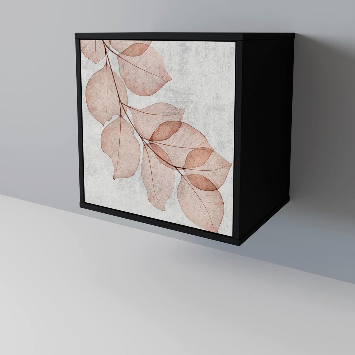 SIDEBOARD AUTUMN FRAGILITY, Schwarz, 57,5x42x75,5 cm, Goldfarbene Metallfüße - Goldfarben/Multicolor, Holzwerkstoff/Metall (57.5/75.5/42cm) - SpaceRebels