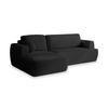 ECKSOFA SENTI P L-S Schwarz Kordstoff mit Schlaffunktion - Schwarz, Holz (246/148cm) - MASSENO