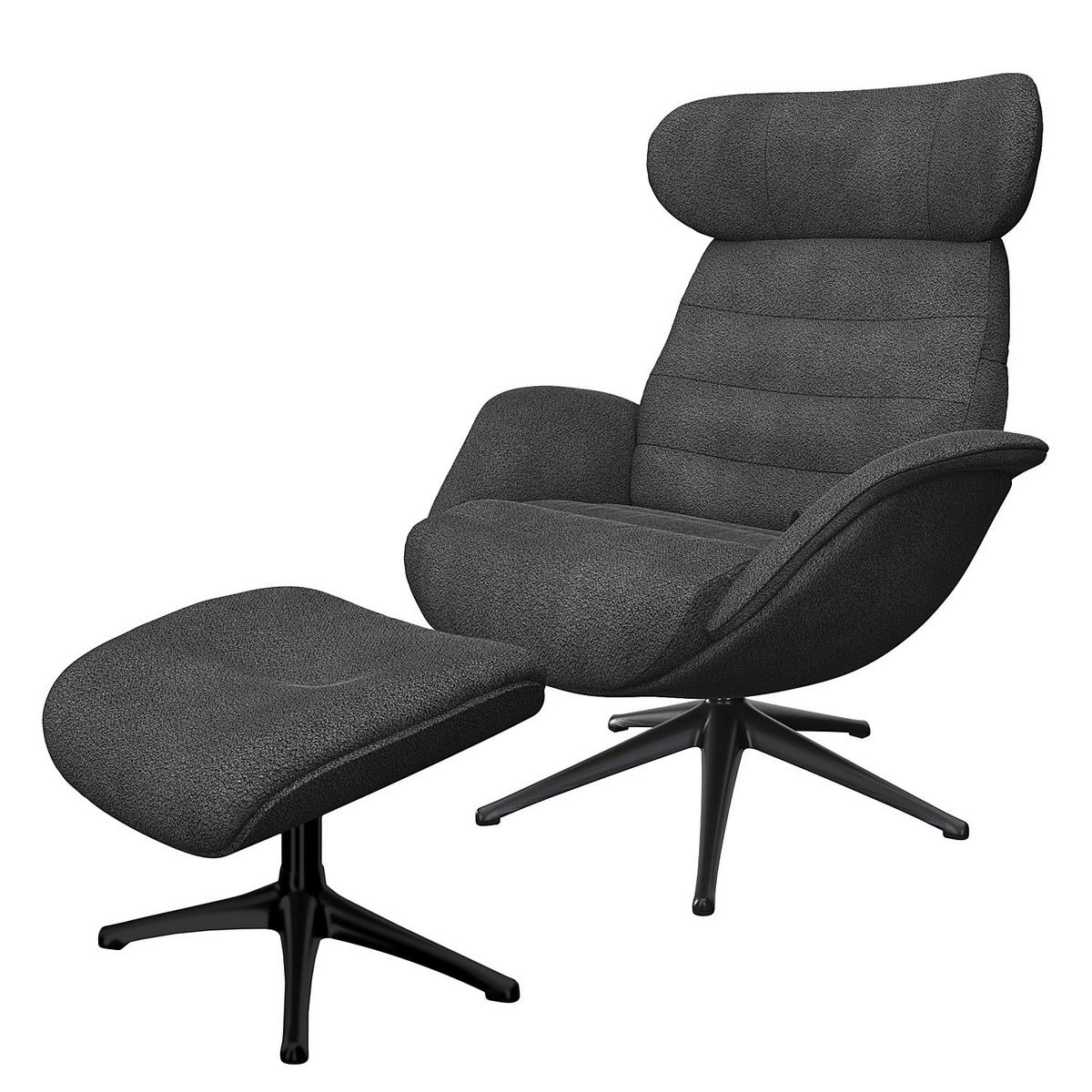 POLSTERHOCKER - Anthrazit/Schwarz, Textil/Metall (44/39/49cm) - home24