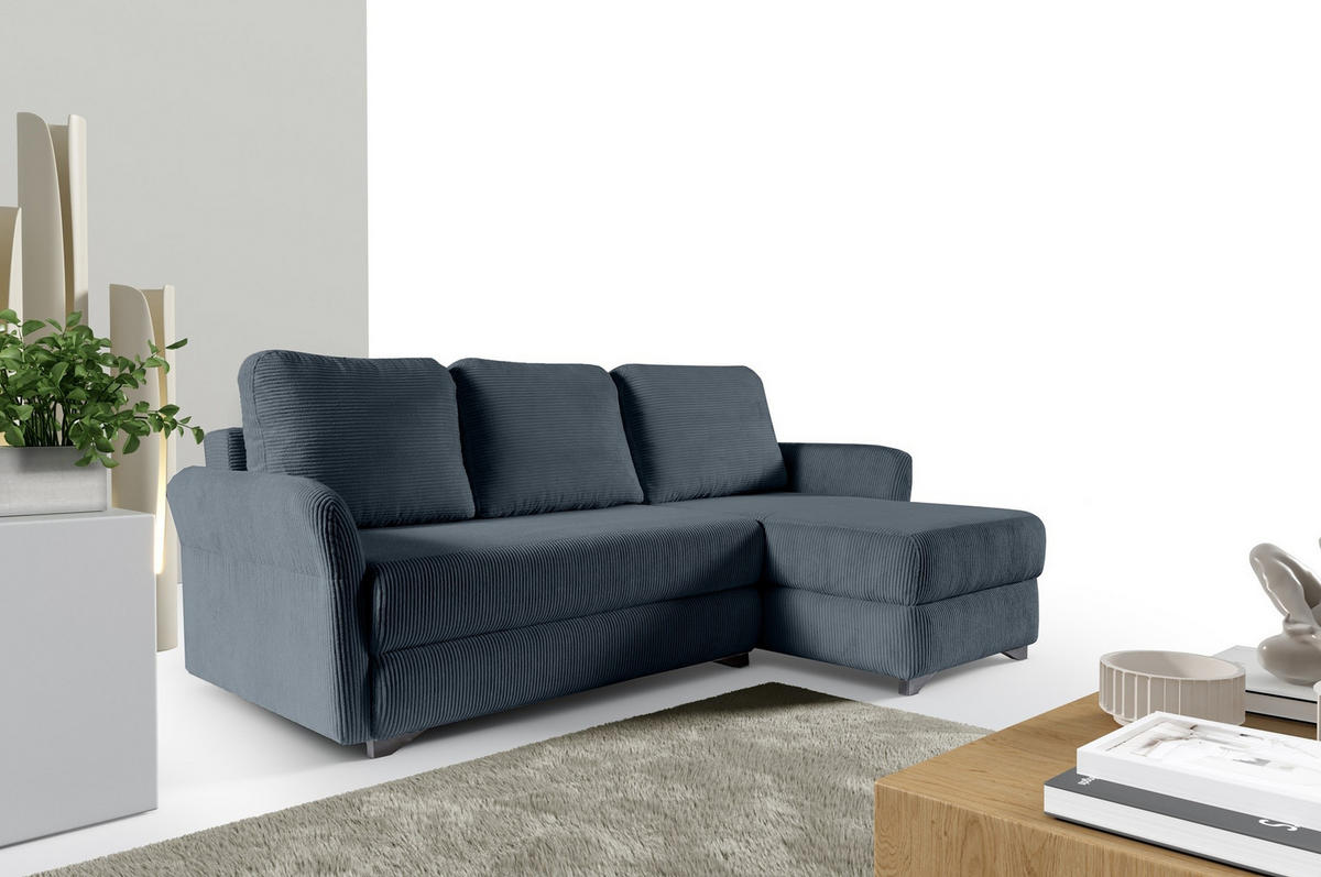 ECKSOFA Volt Dunkelblau, universal Ecksofa mit Schlaffunktion - Dunkelblau, Holzwerkstoff/Textil (238/155cm) - Bettso