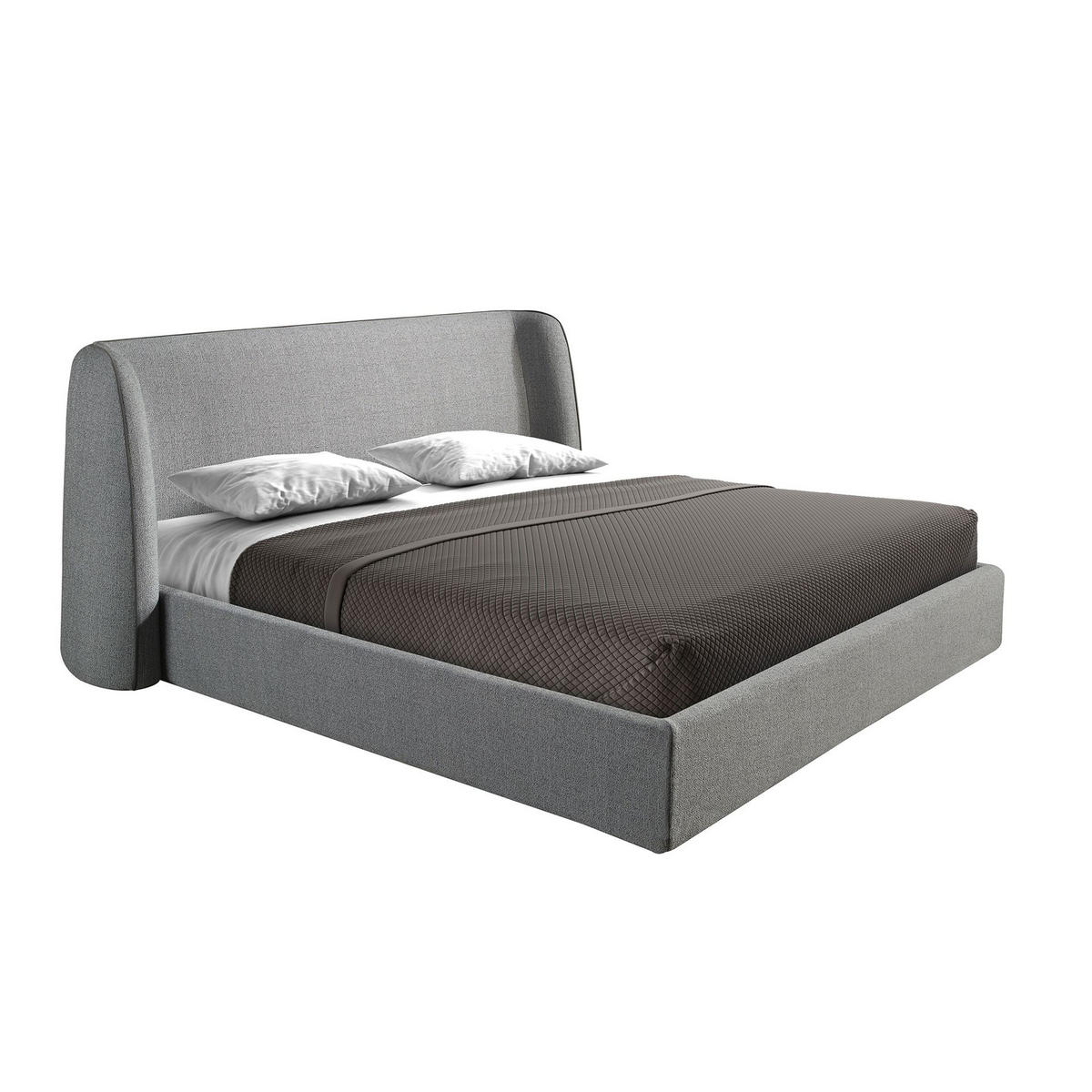 BETT Bett aus dunkelgrauem Stoff 231/239/104 cm - Grau, Textil/Metall (180/200cm) - ANGEL CERDA