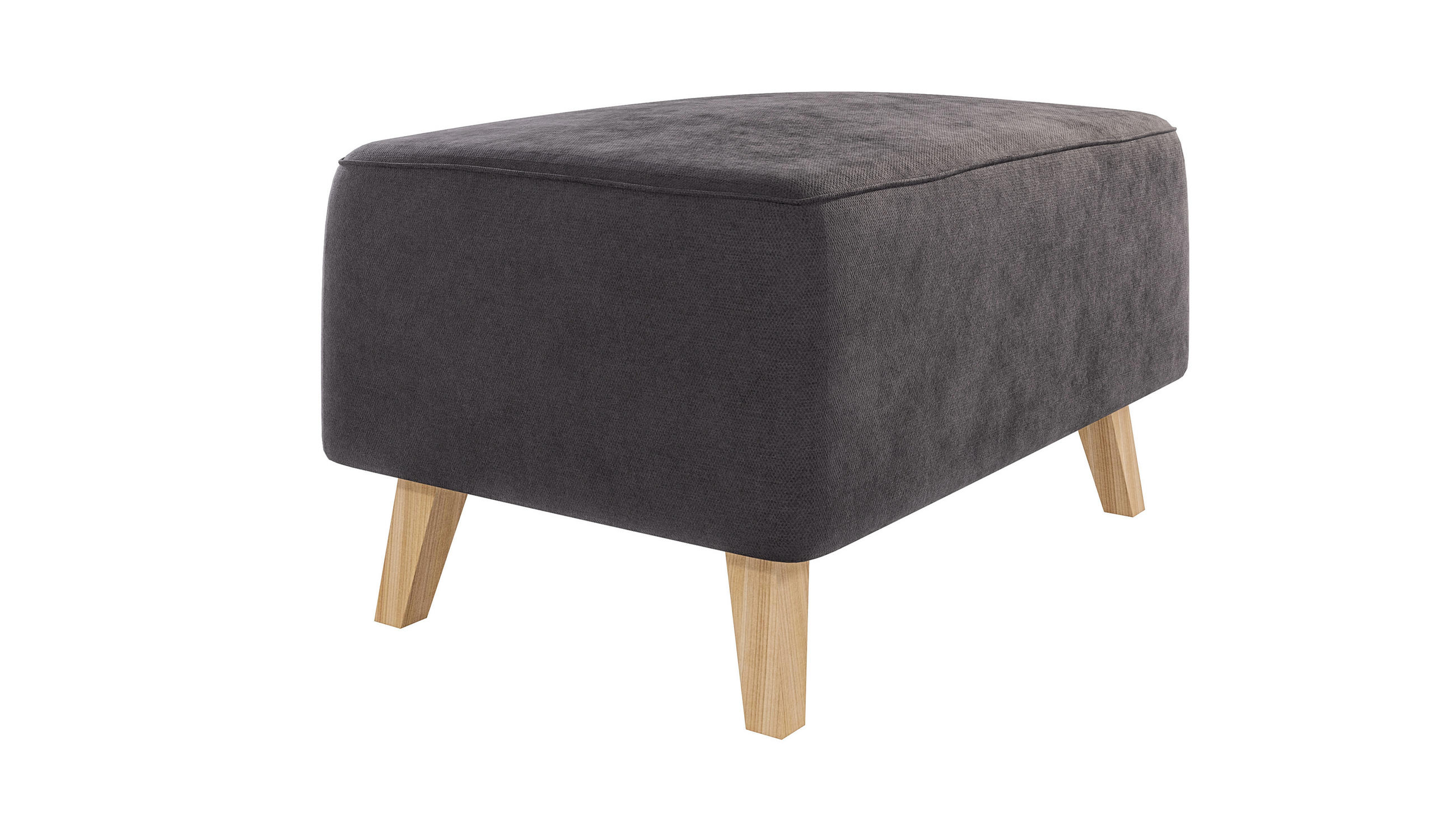 HOCKER Mario Graphit Microfaser - Graphitfarben/Naturfarben, Buchenholz/Textil (95/51/63cm) - S-Style Möbel