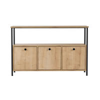 SIDEBOARD mit 3 Türen und 1 oberer Ablagefläche 120/29,5/77 cm - Schwarz, Holzwerkstoff (29.5/77/120cm) - Calicosy