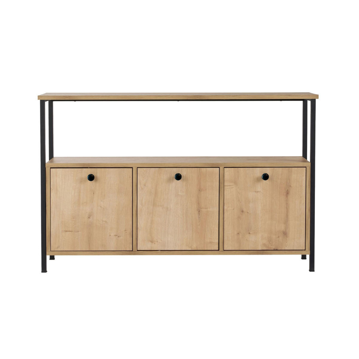SIDEBOARD mit 3 Türen und 1 oberer Ablagefläche 120/29,5/77 cm - Schwarz, Holzwerkstoff (29.5/77/120cm) - Calicosy