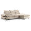 ECKSCHLAFSOFA Karo mit verstellbaren Kopfstützen Beige rechts - Beige/Schwarz, Textil/Metall (265/156cm) - Beautysofa