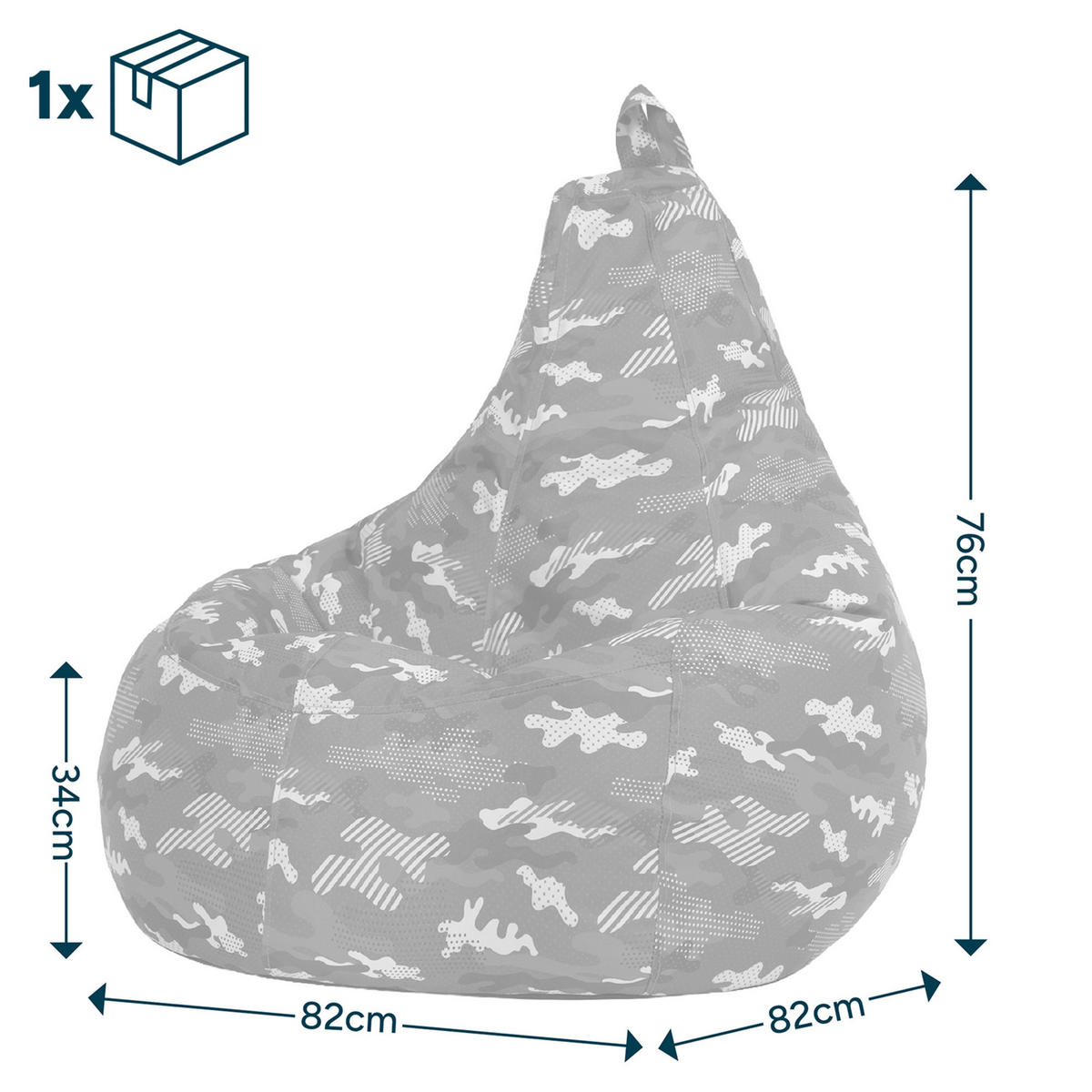 SITZSACK Gaming Camouflage - Grün, Textil (90/73/84cm) - icon