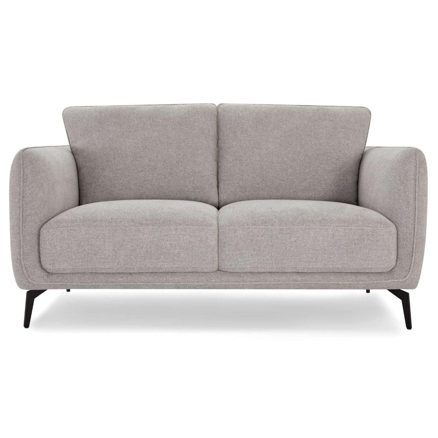 ZWEISITZER-SOFA Webstoff Grau - Schwarz/Grau, Textil/Metall (158/85/85cm) - Furnhouse