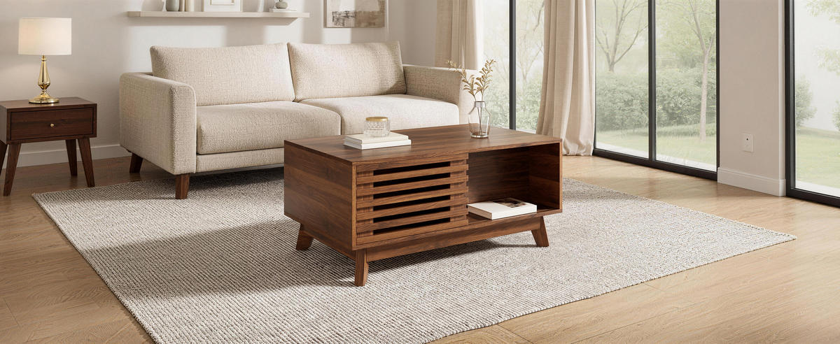 COUCHTISCH höhenverstellbar walnuss - Walnussfarben, Holzwerkstoff (55/90/57.5cm)