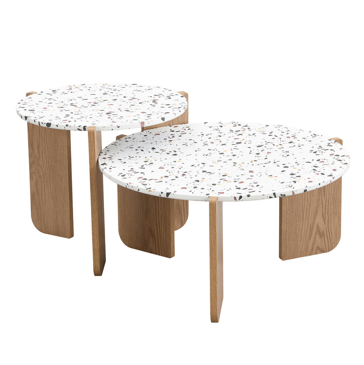 COUCHTISCH-SET 70/70/35 & 50/50/45,5 cm aus MDF, 2-teilig im Nesting-Design - Weiß, Holzwerkstoff (70/70/35cm) - Flora Grace