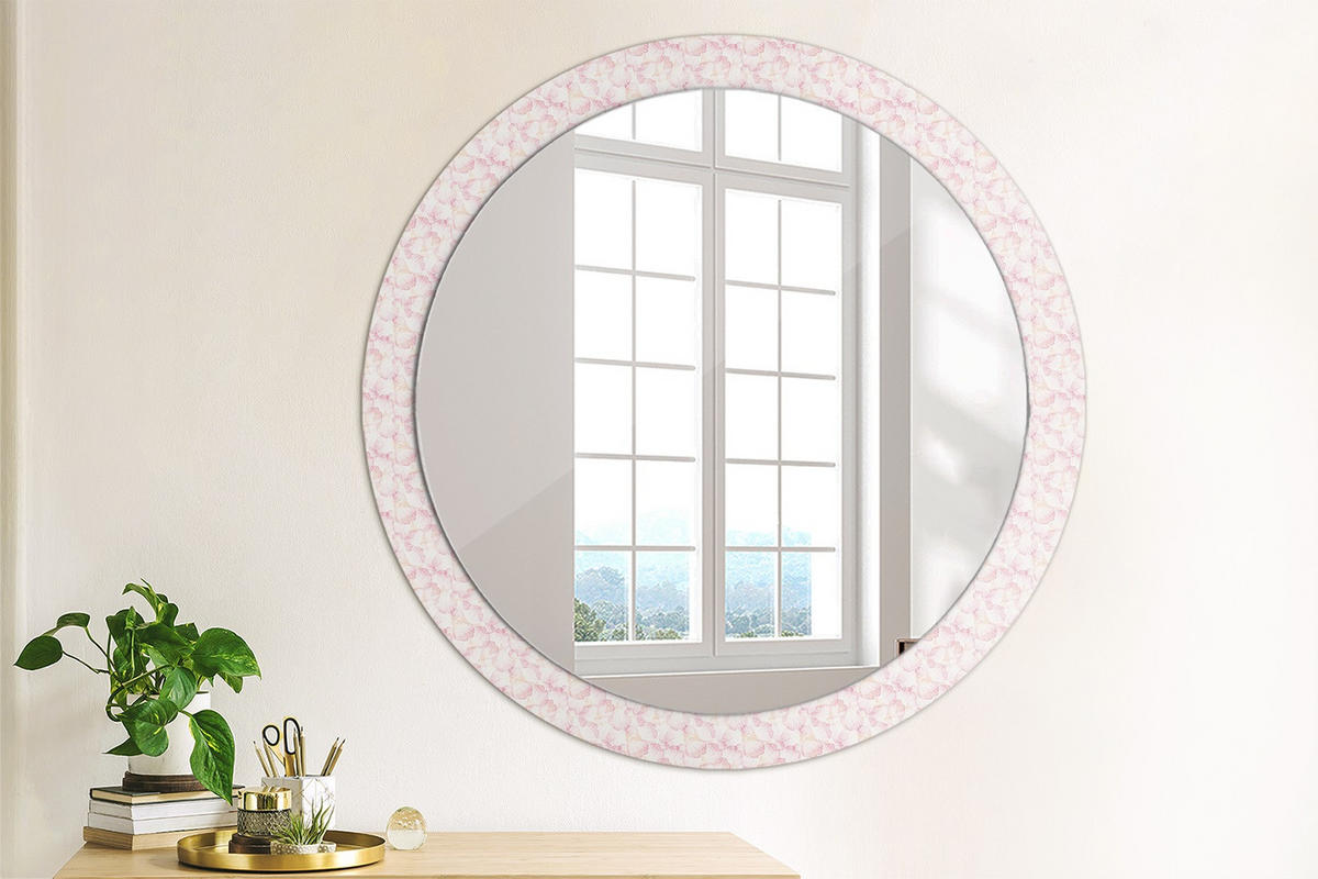 SPIEGEL Rund Ø 90 cm mit Aufdruck - Pink, Glas (90/90/0.4cm) - Wallfluent