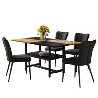 ESSGRUPPE DE-39364 5-teilig, mit 4 PU-Sesseln Schwarz - Schwarz, Holzwerkstoff (160/76/90cm) - ComfortXL
