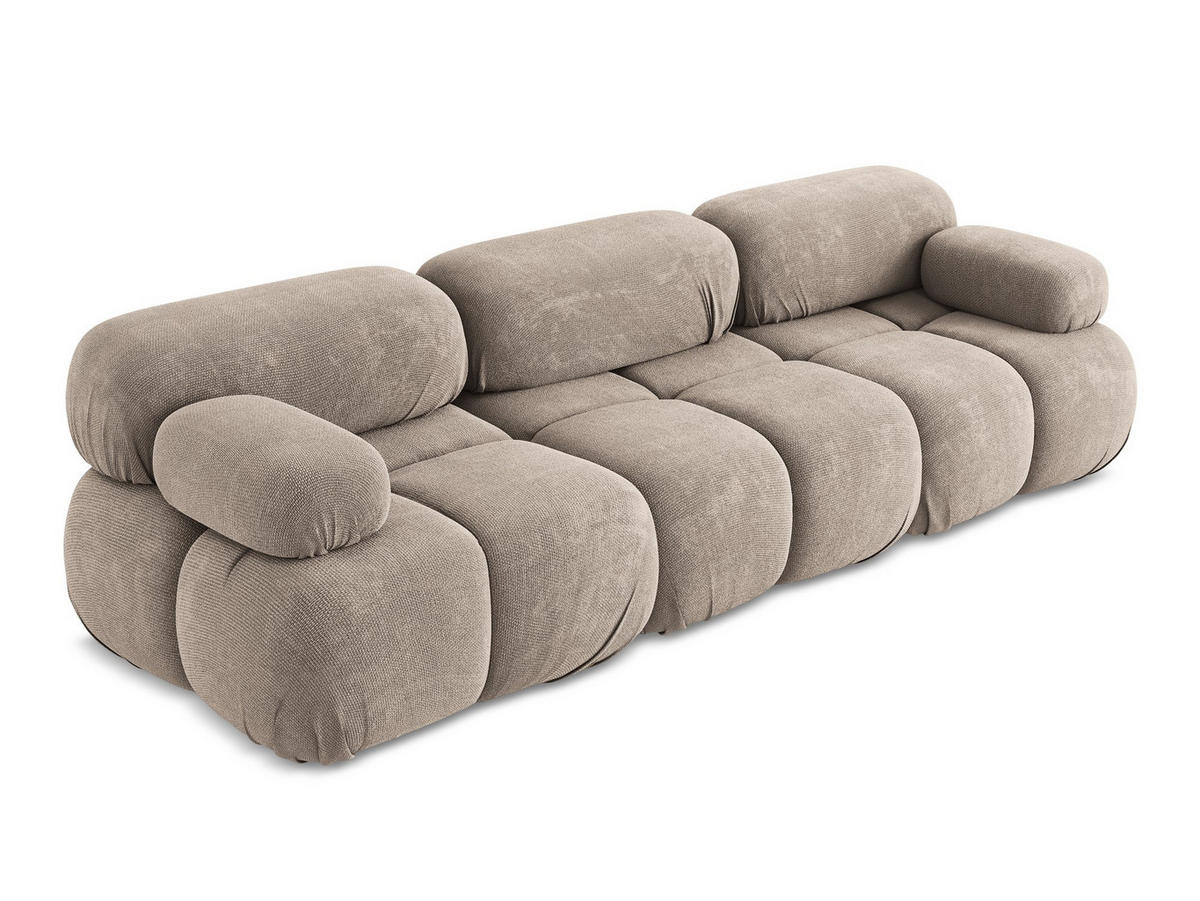 3-SITZER SOFA Chenille Stoff Beige - Beige/Schwarz, Kunststoff/Textil (285/70/96cm) - Makamii