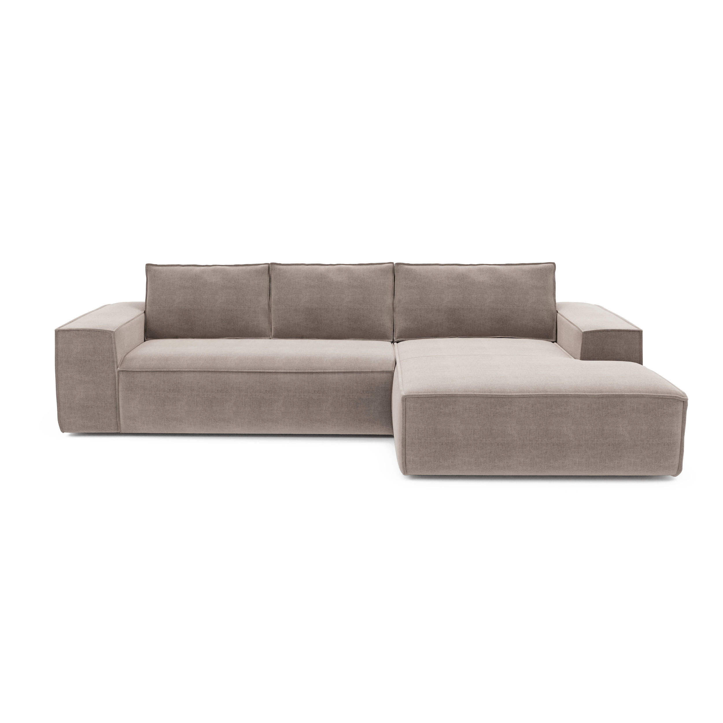 ECKSOFA RECHTS Samt Taupe 302cm - Taupe, Textil (302/165cm) - Sia Home