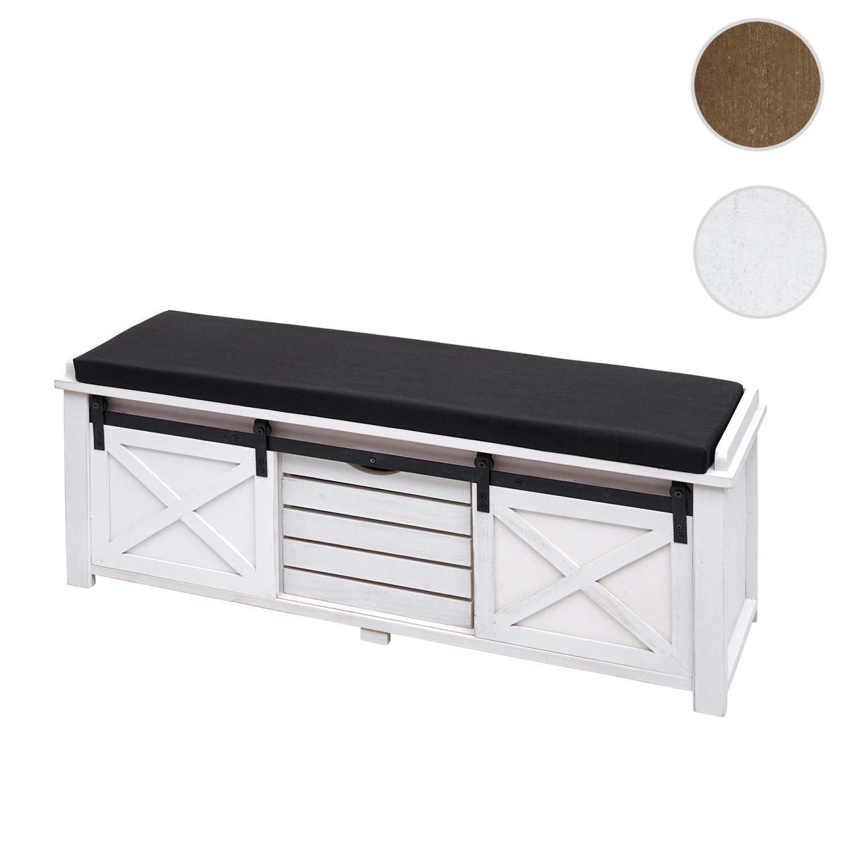 SITZBANK MIT STAUFÄCHERN Schwarz - Schwarz, Holz (102/43/33cm) - MCW