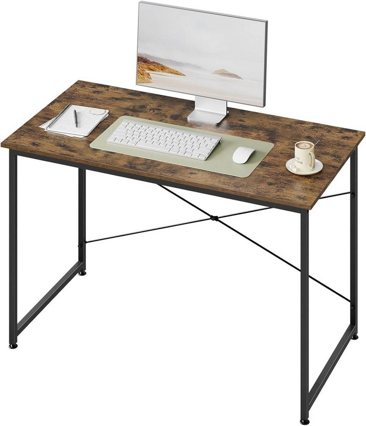 SCHREIBTISCH mit Metallgestell, 120x60x75 cm, Vintagebraun - Dunkelbraun/Schwarz, Holzwerkstoff/Metall (60/120/75cm) - Woltu