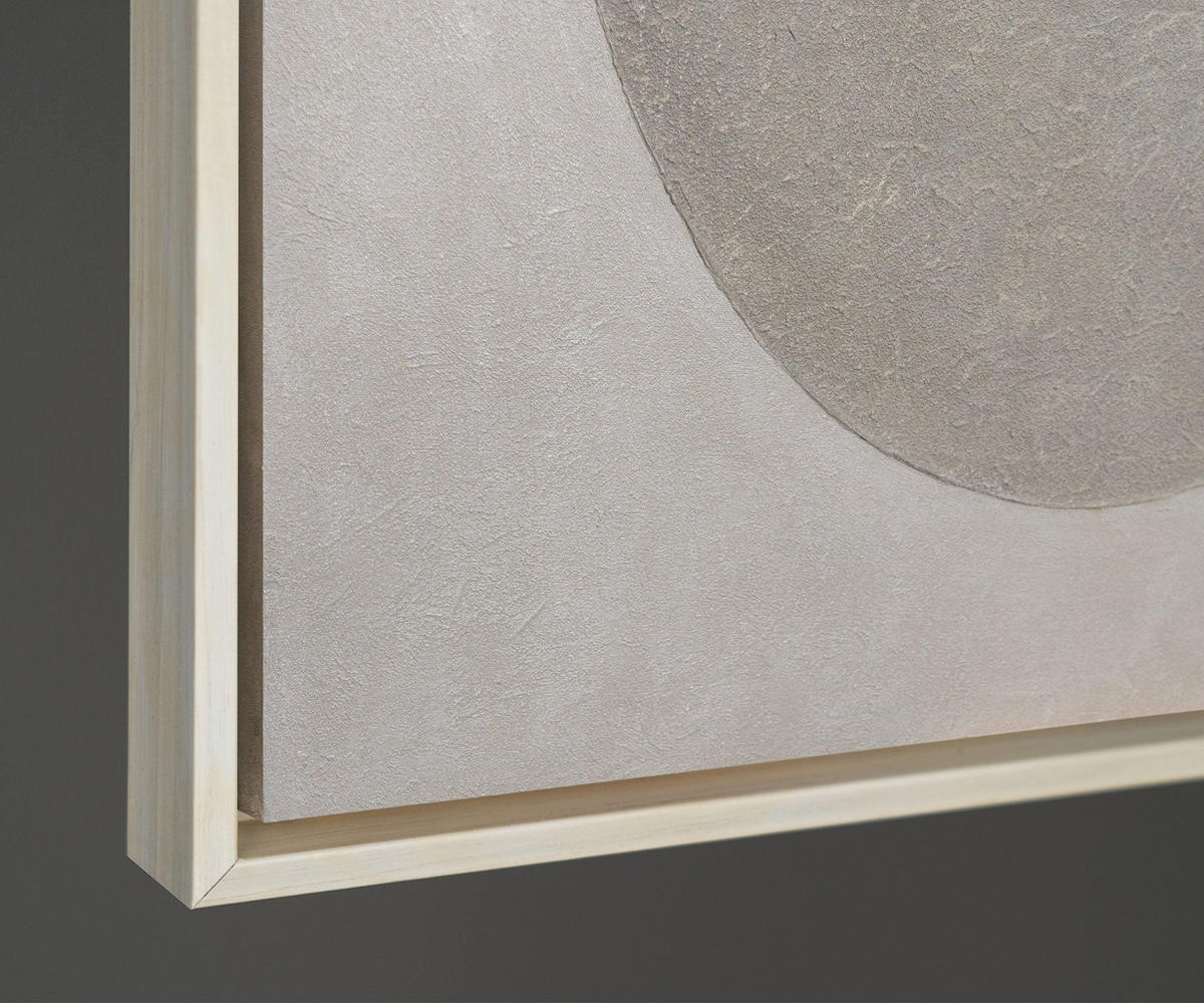 GEMÄLDE Stille der Geometrie Schattenfugenrahmen Beige 120x80 cm - Beige, Holz (120/80cm) - YS-art gallery
