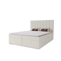 BOXBETT Nero mit 2 Bettkästen, 180x200, Weiß, Velourstoff, Doppelbett mit Bonell-Matratze - Weiß, Holz/Kunststoff (180/200cm) - Marpur