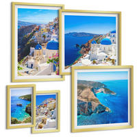 BILDER SET 5er Set - 50x50 cm & 20x30 cm & 40x60 cm Goldrahmen - Architekturlandschaft Oia Santorin Griechenland - Goldfarben, Kunststoff (40/60cm) - TULUP
