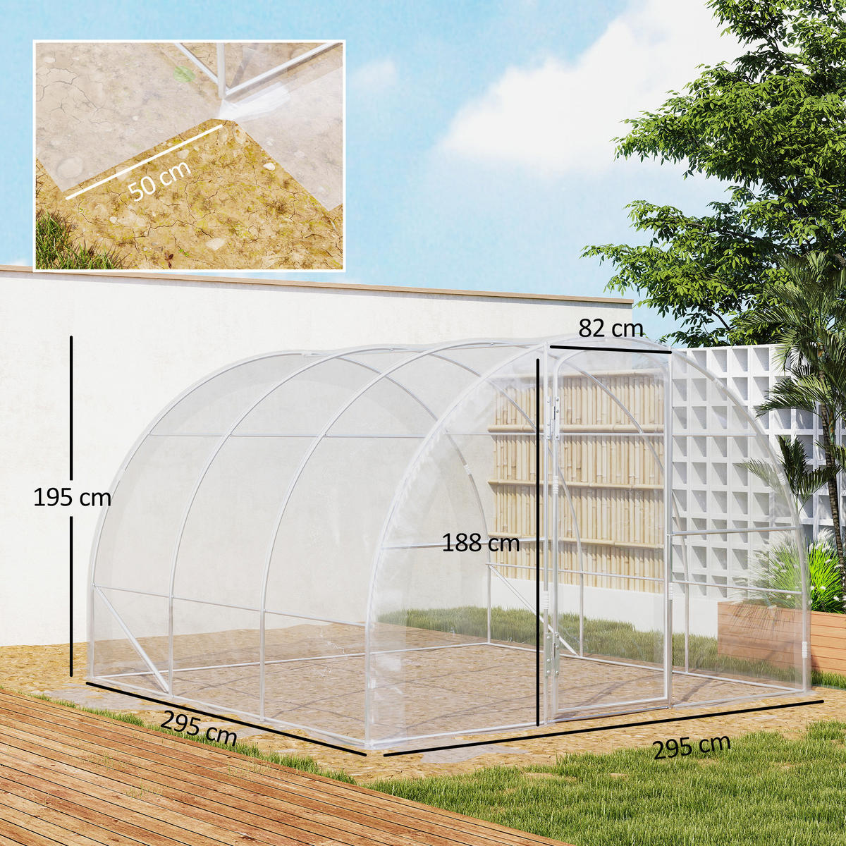 GEWÄCHSHAUS DE-12019 9 m² mit Scharniertür Grün - Transparent, Kunststoff (295/195/295cm) - ComfortXL