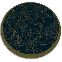 VINYL TEPPICH Ø50 cm Blatt-Skelett - Schwarz/Olivgrün, Kunststoff (50/50cm) - TULUP