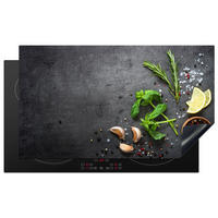 HERDABDECKPLATTE Limette - Kräuter - Gewürze - Grün - Grau - Beton 90x52 cm - Grün, Kunststoff (90/0.2/52cm) - MuchoWow