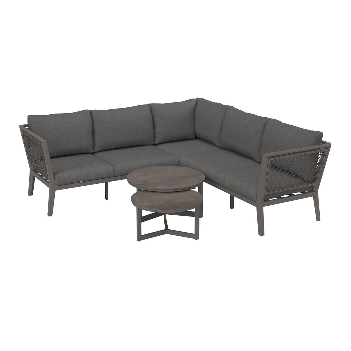 LOUNGEGARNITUR Malou Grau Outdoorstoff/Metall +Abdeckung - Dunkelgrau, Metall